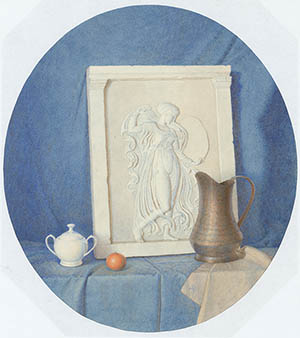 Still life with bas-relief of the maenad