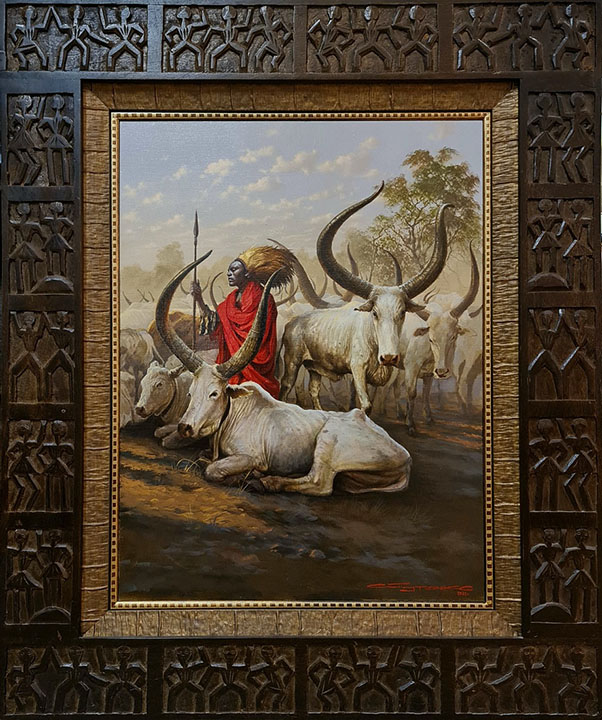 Herds of the Mundari tribe (framed), Stanislav Plutenko