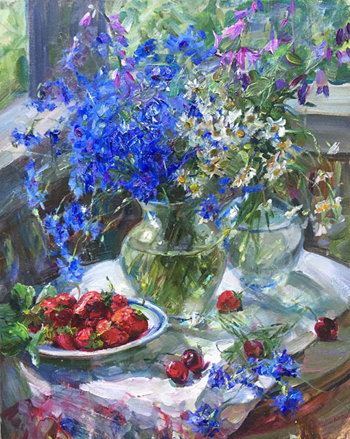 Still life with cornflowers, Elena Salnikova
