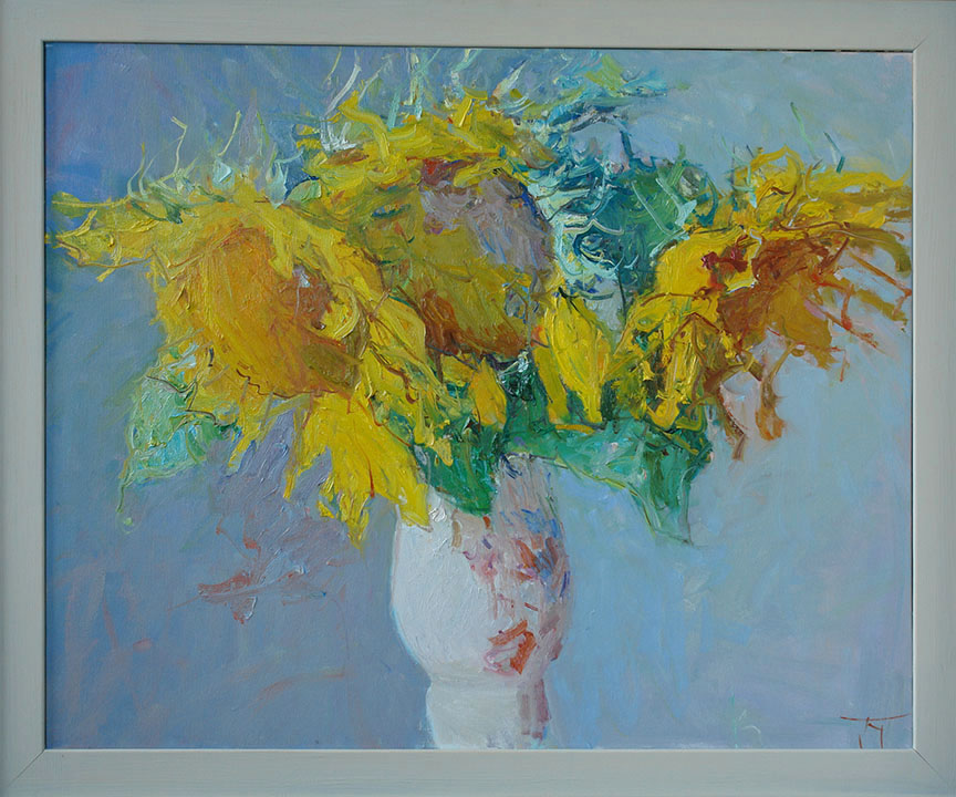Sunflowers in the white vase, Peter Bezrukov