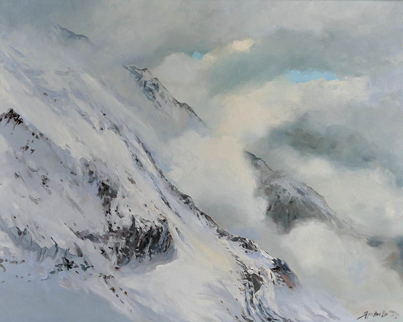 In the Alps. Mont blanc, Dmitry Yarovov- Alpine mountain landscape, Alps, painting, realism