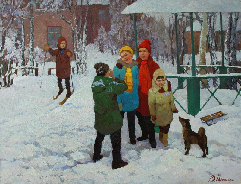 In winter, Victor Dovbenko