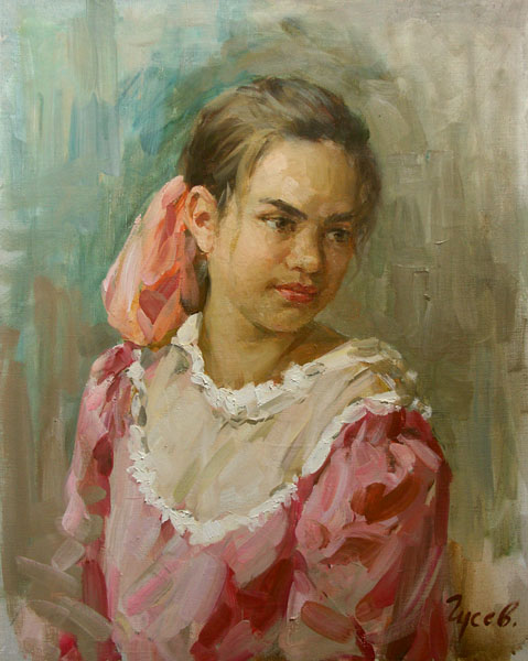 Portrait #2, Vladimir Gusev- painting, beautiful girl, summer, impressionism