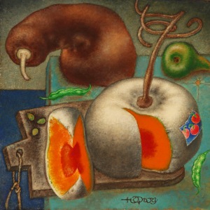 Still life with colorful pumpkins