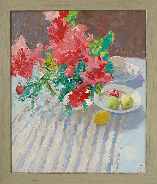 Still life with pink peonies, Peter Bezrukov
