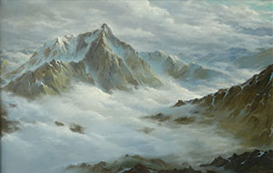 Clouds and mountains. The Dykhtau massif