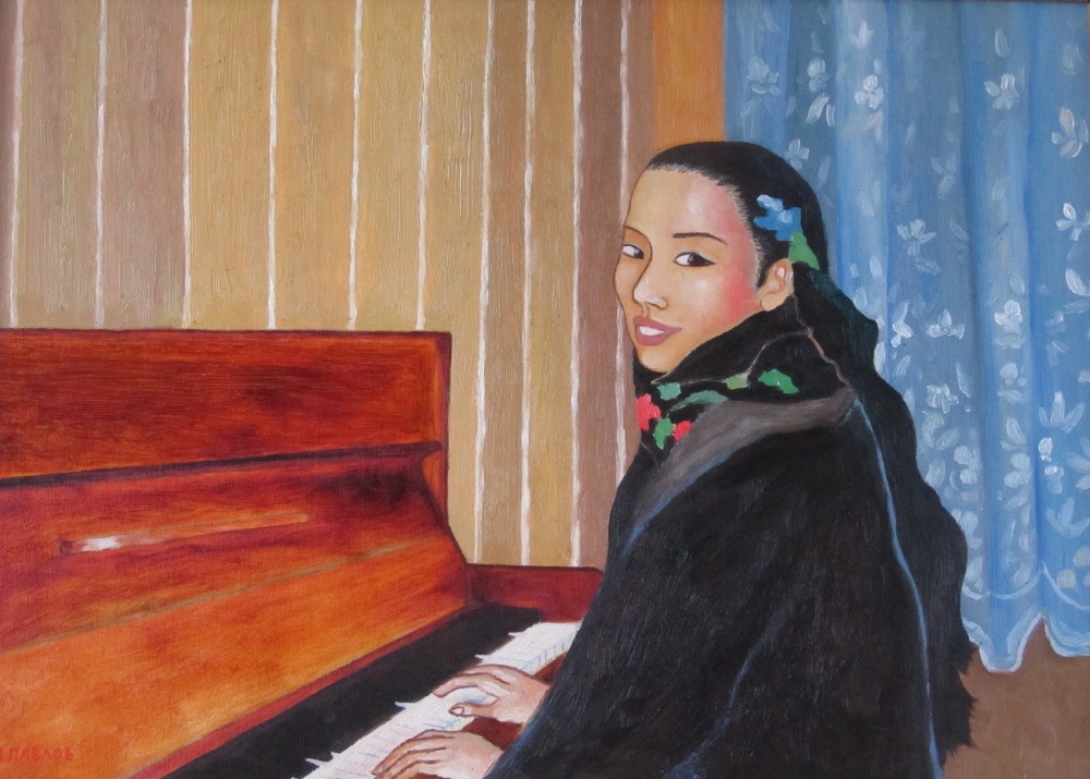 Larisa at a piano, Dmitri Pavlov