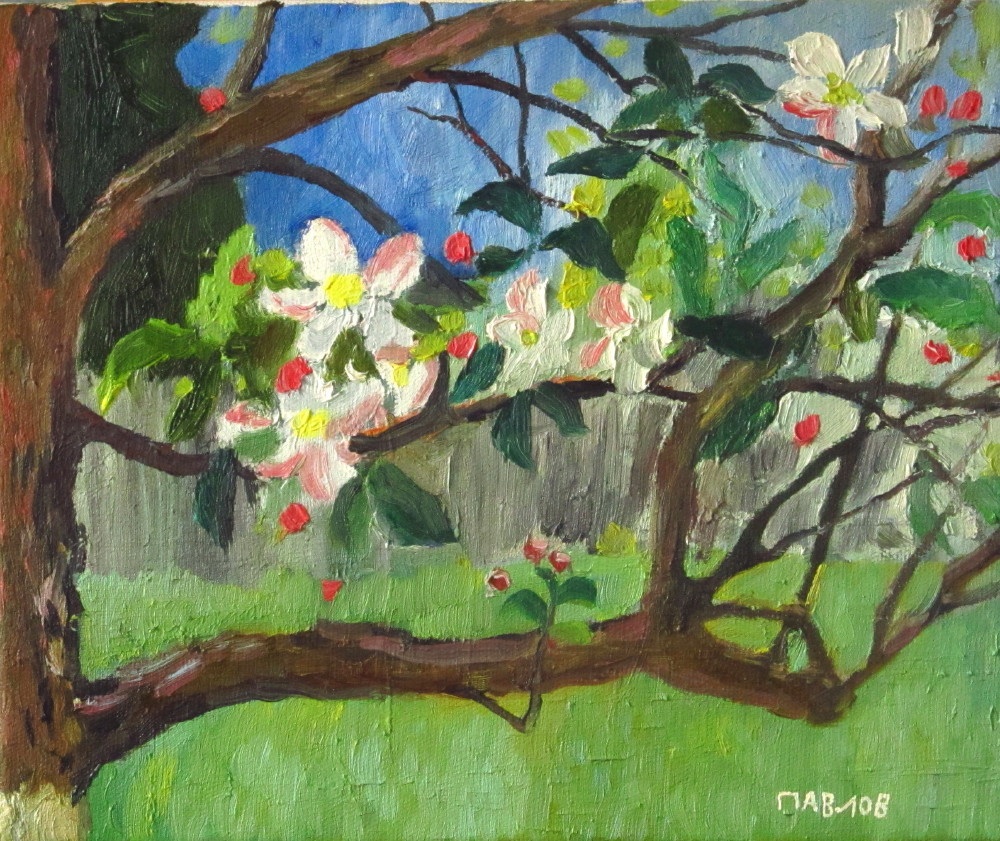 Ветка цветущей яблони, Дмитрий Павлов