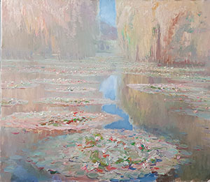 Tapestry. Monet's pond in Giverny