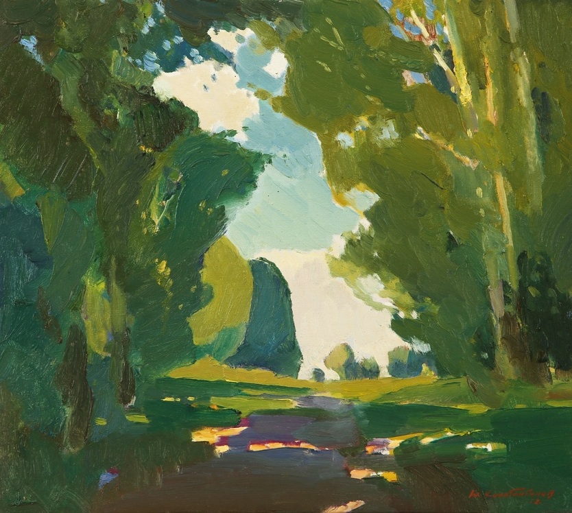 The road in poplars, Yuri Konstantinov