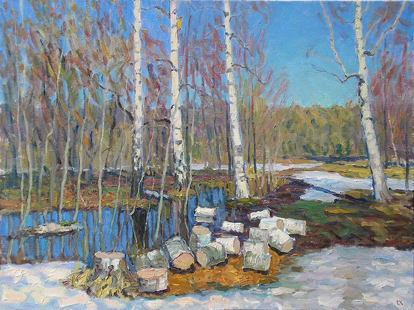 Birches. Spring sun, Sergei Chaplygin