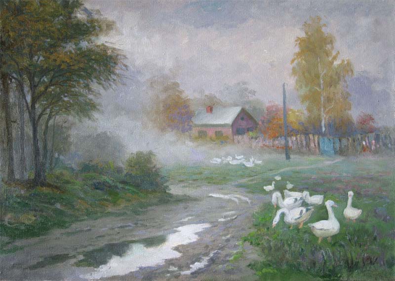 Morning in village, Nikolai Pavlenko