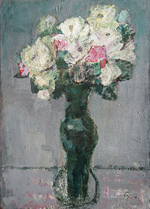 Flowers in the green vase