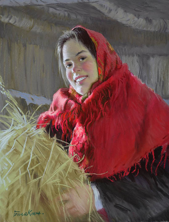 Girl in the red shawl, Evgeny Balakshin