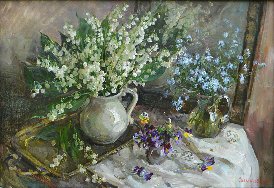 Still life with lilies of the valley, Elena Salnikova