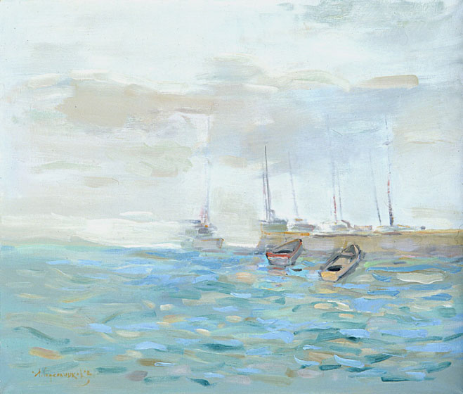 Boats at the pier, Aleksander Sidelnikov