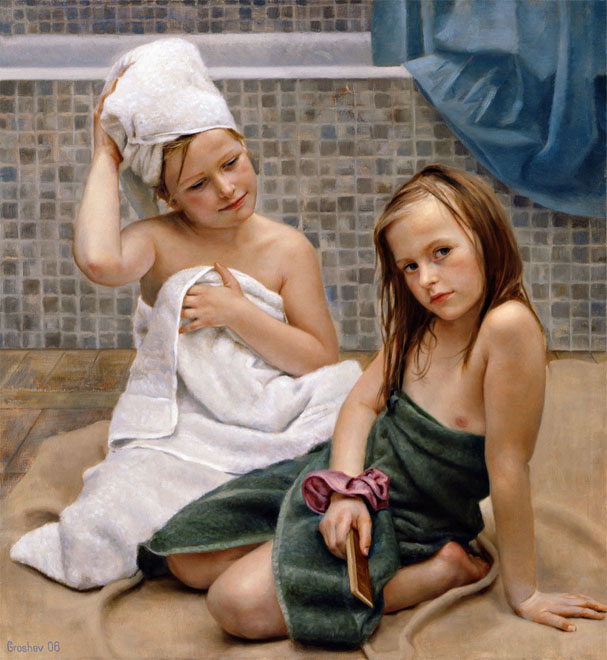 Twins after bath, Slava Groshev