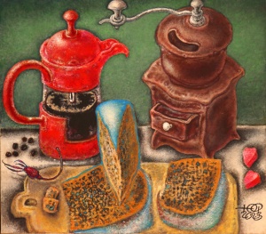 Still life with a coffee grinder