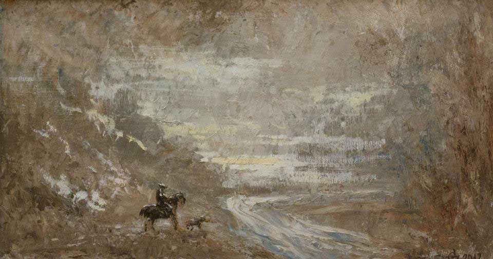 The Road Home, Sergey Postnikov- nostalgic painting, return, impressionism