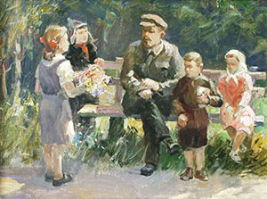 Lenin with children. The sketch