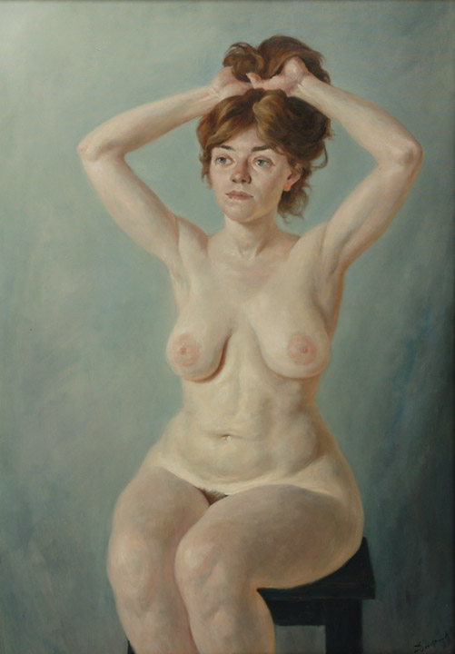 Nude model, George Dmitriev- painting, nude model in the artist's studio