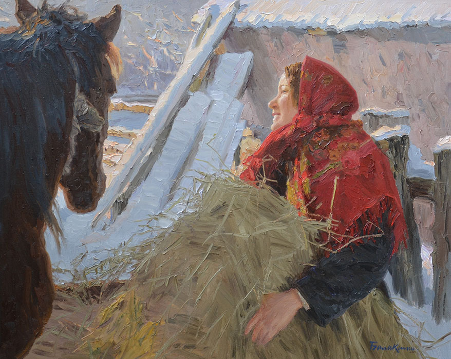 Winter in the village, Evgeny Balakshin