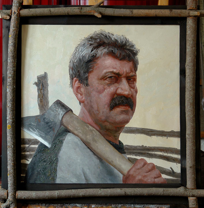 Николай, Олег Леонов- картина в раме, мужской портрет, реализм