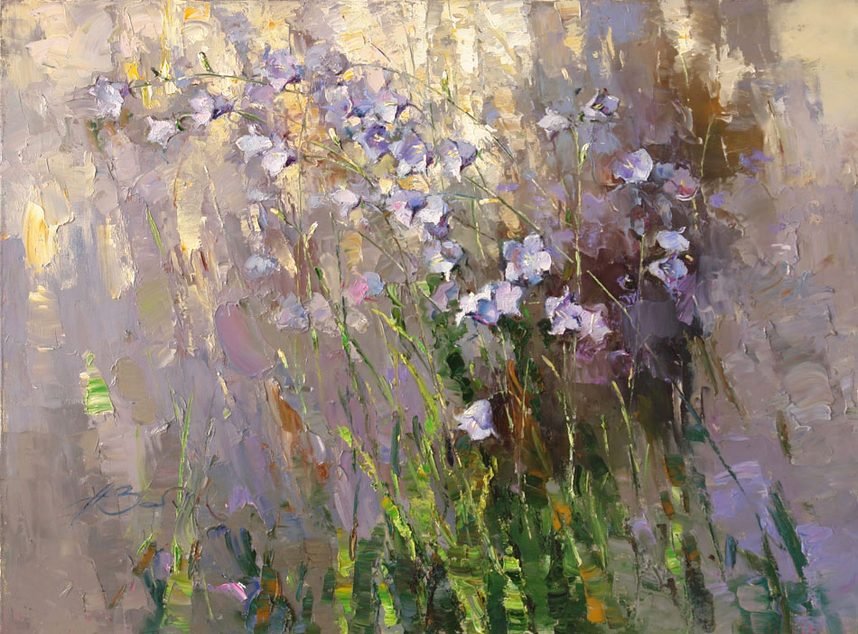 Bluebells, Alexi Zaitsev- painting flowers, impressionism