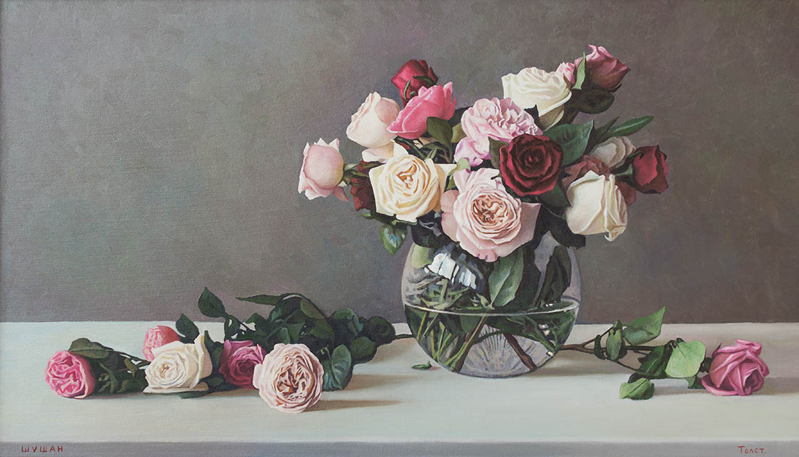 Roses in the Round Vase, Alexandr Tolstikov