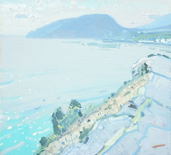 Alushta. Crimea, Bato Dugarzhapov- Blue Crimean landscape, Bear Mountain, impression painting