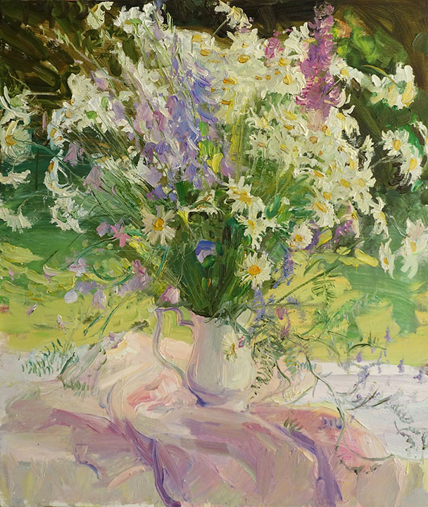 Field bouquet in a jug, Maria Sherbinina