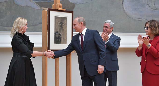 Путин вернул Саргсяну похищенную в Армении акварель Врубеля "Ангел с душой Тамары и Демон"