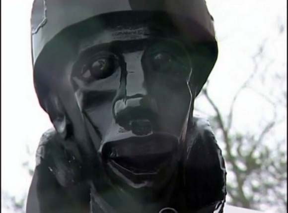 The sculpture, on which a Soviet soldier looks like a horse, has angered Petersburgers
