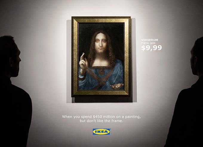 IKEA offered a 10-dollar frame for a picture of Leonardo da Vinci, sold recently for $ 450 million