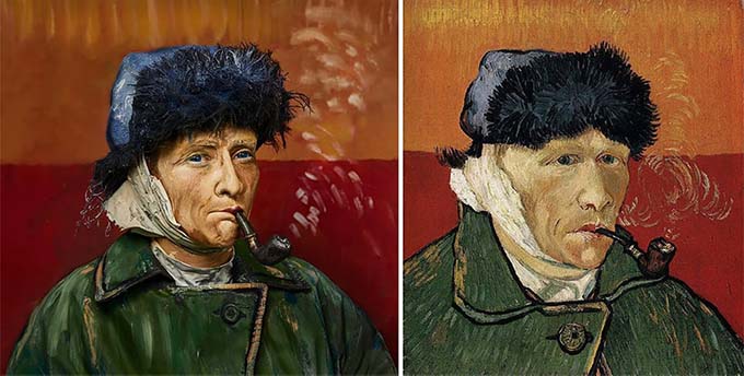Художница Белла Григорянц перевоплотилась в персонажей работ Пикассо, Ван Гога и Врубеля в своих работах