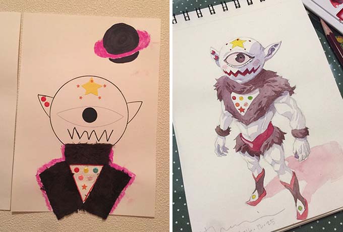 The artist turned sketches of his sons into drawings of cartoon characters