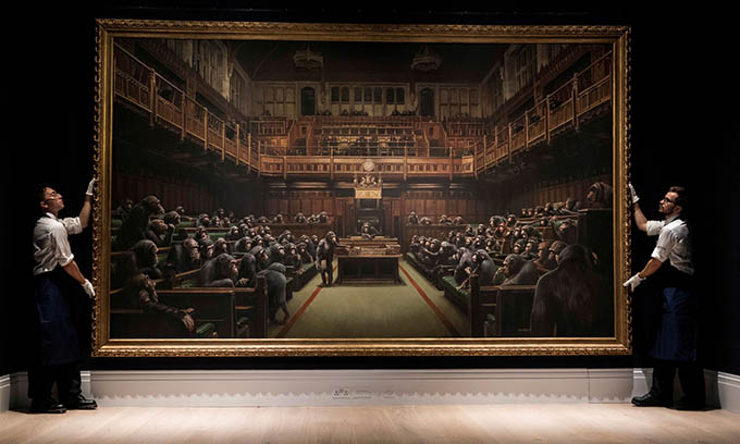 The painting of a caricature of the British Parliament went under the hammer for £ 9.9 million in London