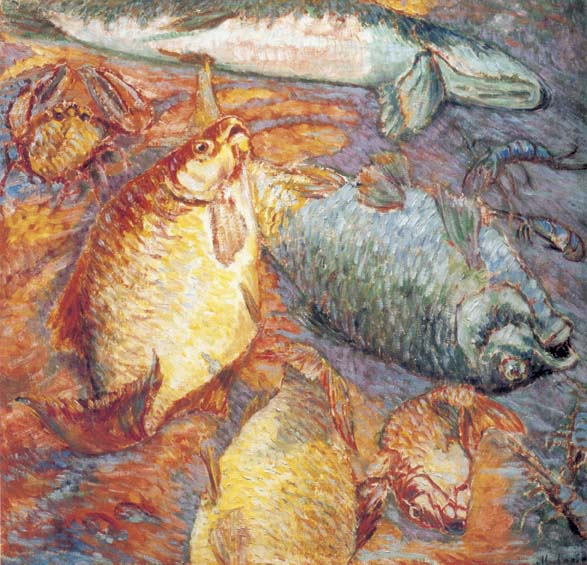 Fishes during decline, 1904, Larionov Mikhail, The Russian Museum, St.Petersburg paintings to artist of ArtRussia