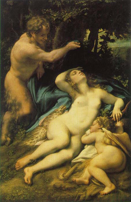 Jupiter and Antiope, 1523, Correggio Antonio, Louvre, Paris paintings to artist of ArtRussia