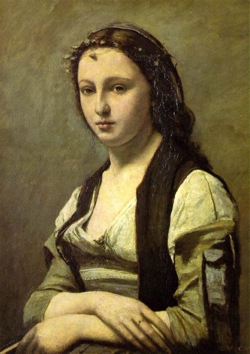 Женщина с жемчужиной, 1842, Коро Жан-Батист Камиль, Лувр, Париж картины художника ArtRussia