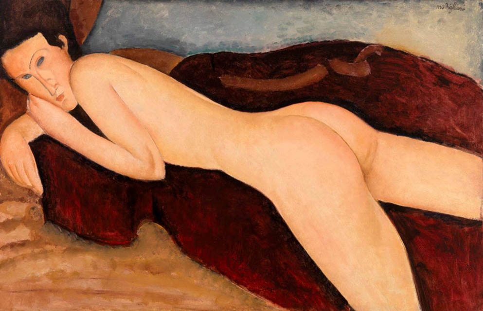 Reclining Nude from the Back, 1917, Modigliani Amedeo, Barnes Foundation, Merion paintings to artist of ArtRussia