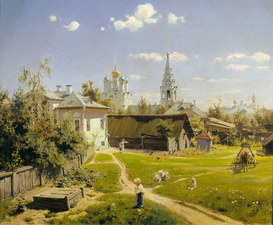 Moscow courtyard, 1878, Polenov Vasily, The State Tretyakov Gallery, Moscow paintings to artist of ArtRussia