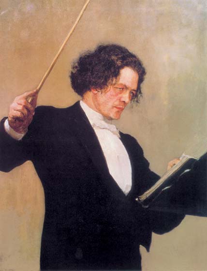 Portrait of pianist, conductor and composer Anton Grigorievich Rubinshtejn, 1881, Repin Ilya, The Tretyakov Gallery, Moscow paintings to artist of ArtRussia