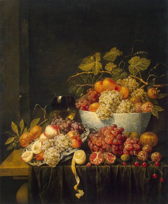 Still Life with Grapes, 1640, Van Utrecht Adriaen, Hermitage, St. Petersburg paintings to artist of ArtRussia