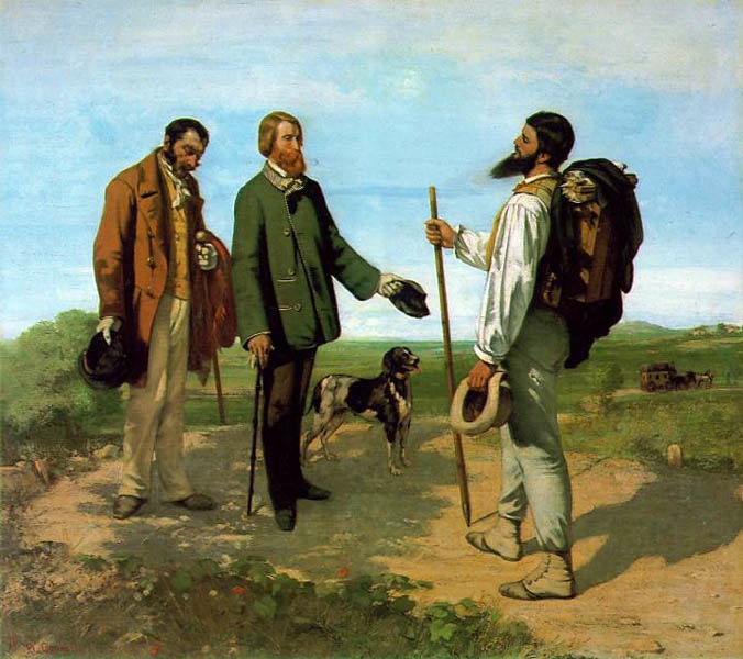 Meeting, or Hello, Mr. Courbet, 1854, Courbet Gustave, Musée Fabre, Montpellier paintings to artist of ArtRussia