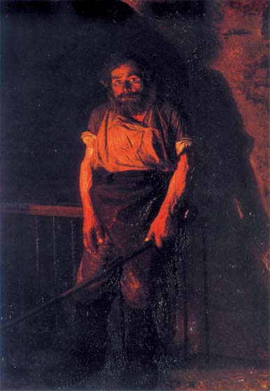 Кочегар, 1878, Ярошенко Николай, Государственная Третьяковская галерея картины художника ArtRussia