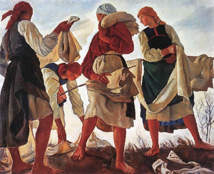 Беление холста, 1917, Серебрякова Зинаида, Третьяковская галерея картины художника ArtRussia