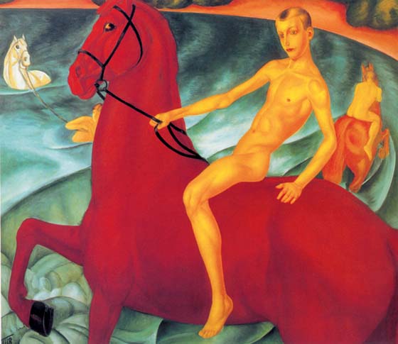 Купание красного коня, 1912, Петров-Водкин Кузьма Сергеевич, Третьяковская галерея картины художника ArtRussia