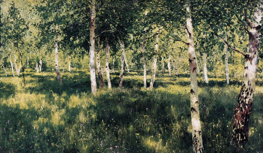 Birch grove, 1889, Levitan Isaac, The Tretyakov Gallery, Moscow paintings to artist of ArtRussia
