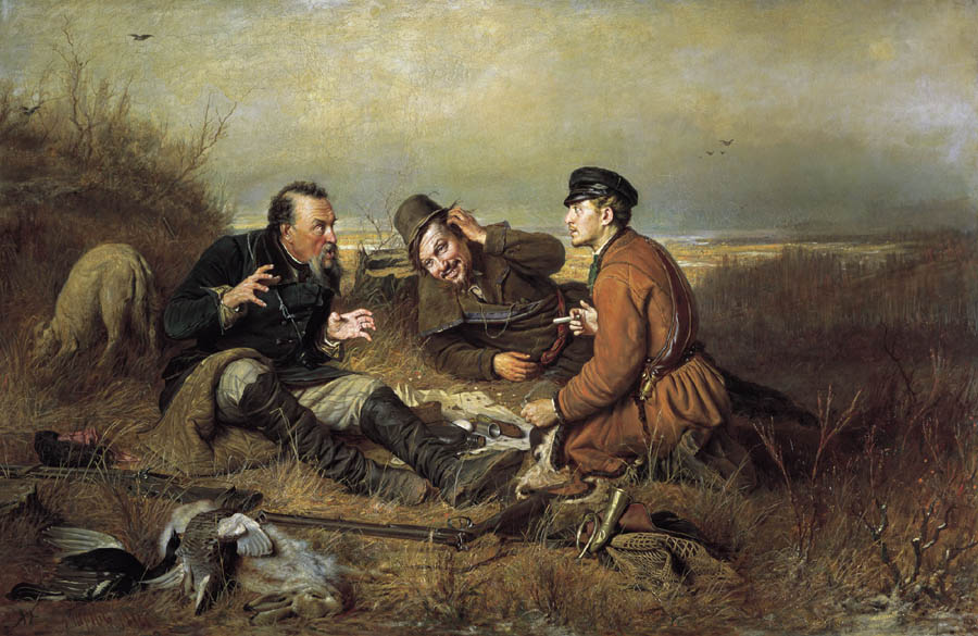 Hunters at Rest, 1871, Perov Vasily, The Tretyakov Gallery, Moscow paintings to artist of ArtRussia